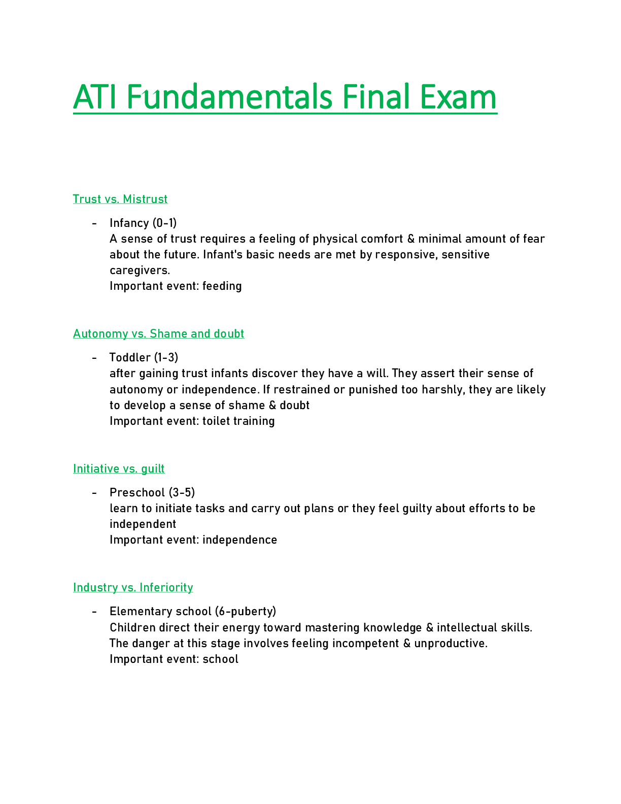 Preview image of Fundamentals ATI Final Exam   document